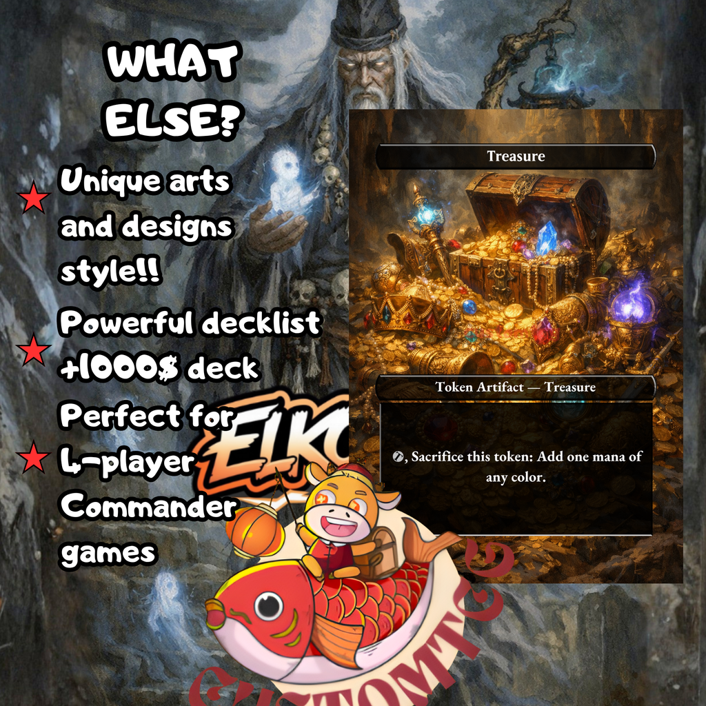 Shirei Shizo's Caretaker Custom Commander Deck – 100 Cards + Tokens | Mono Black Sacrifice | Dark Fantasy Art | Unique Card Designs