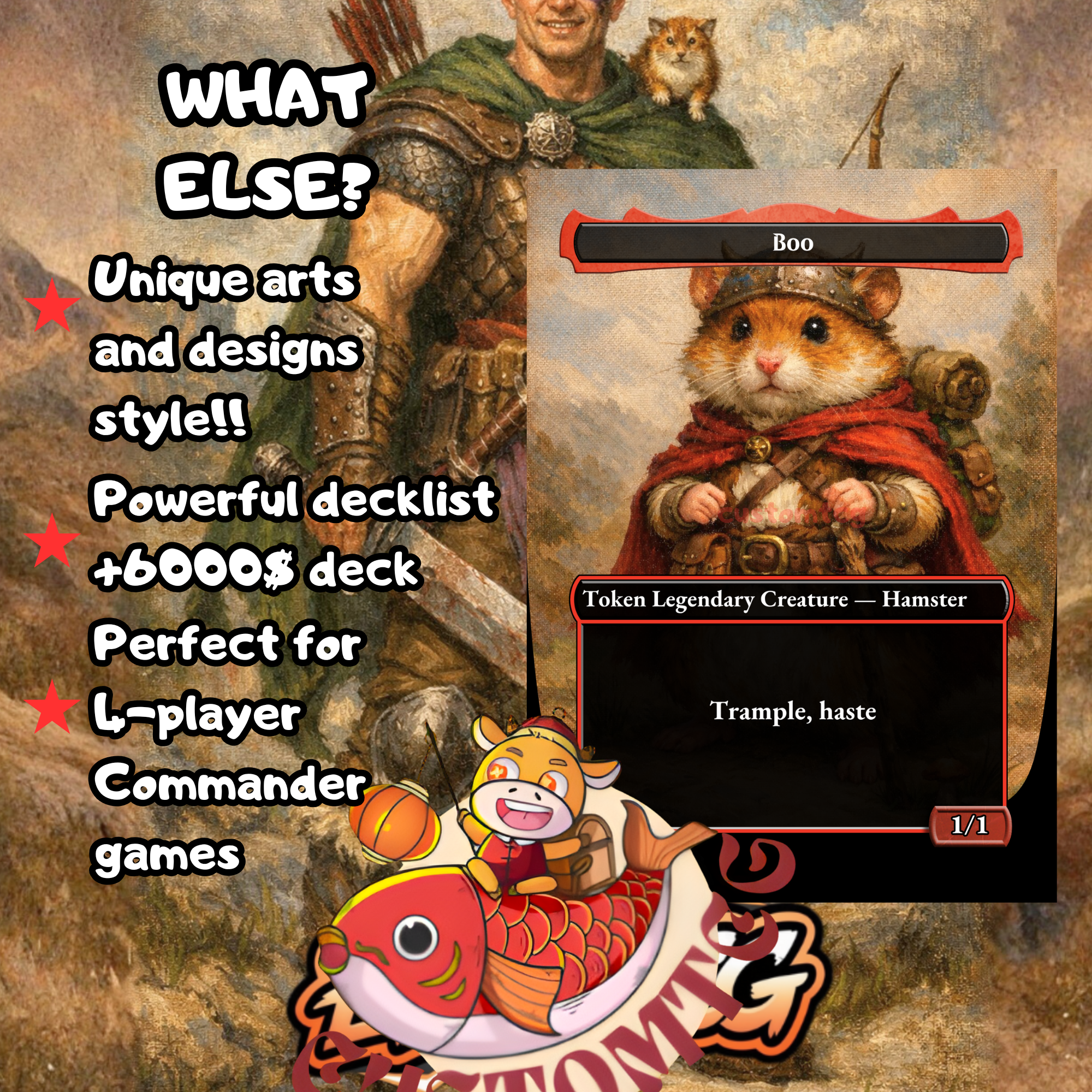 Minsc and Boo, Timeless Heroes Custom Commander Deck — Big Creatures and Ramp | Gruul | Fantasy Art Proxy Deck