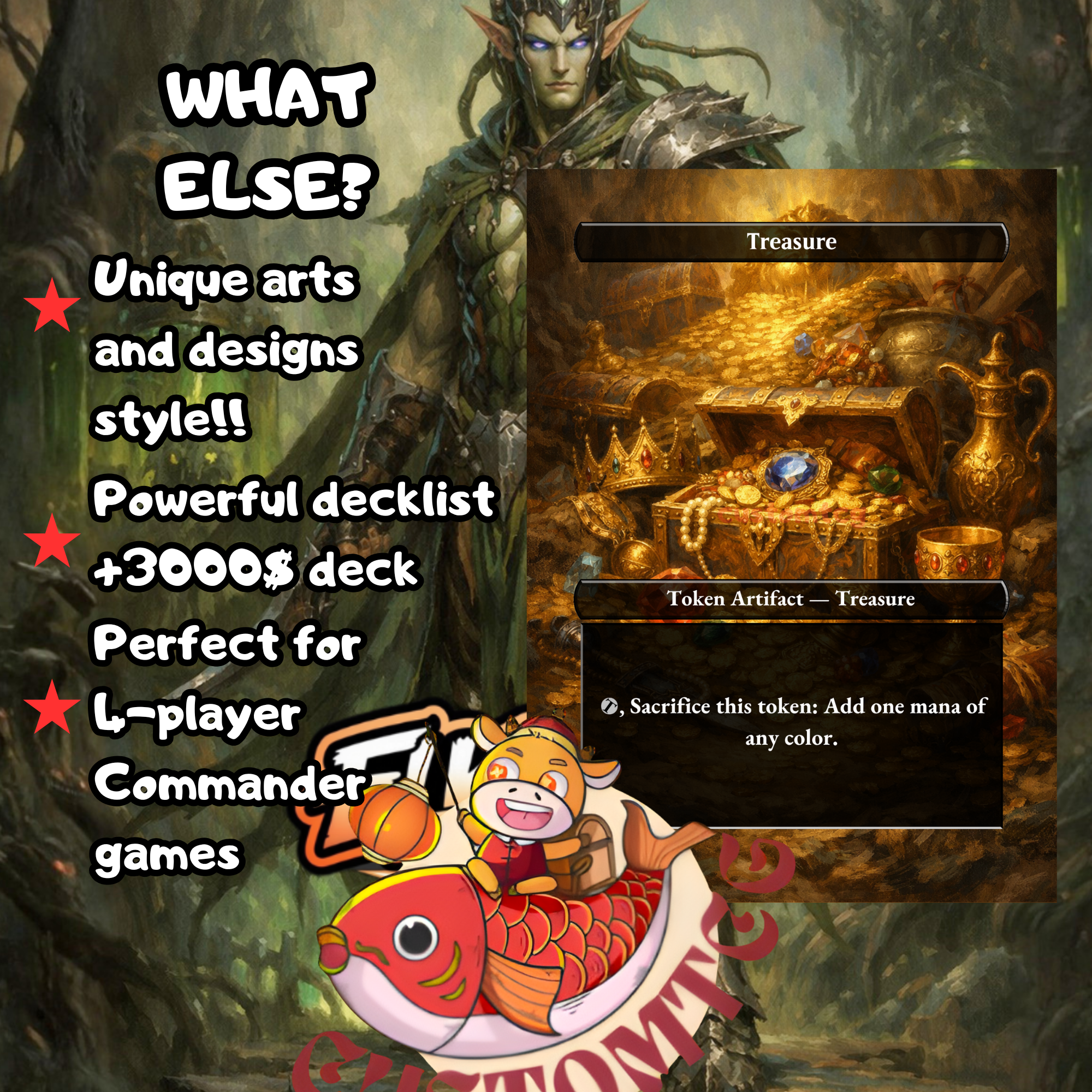 Ezuri Claw of Progress Commander Deck | 100 Custom Cards + Tokens | Fantasy Art | +1/+1 Counter Infect Simic Green Blue Deck