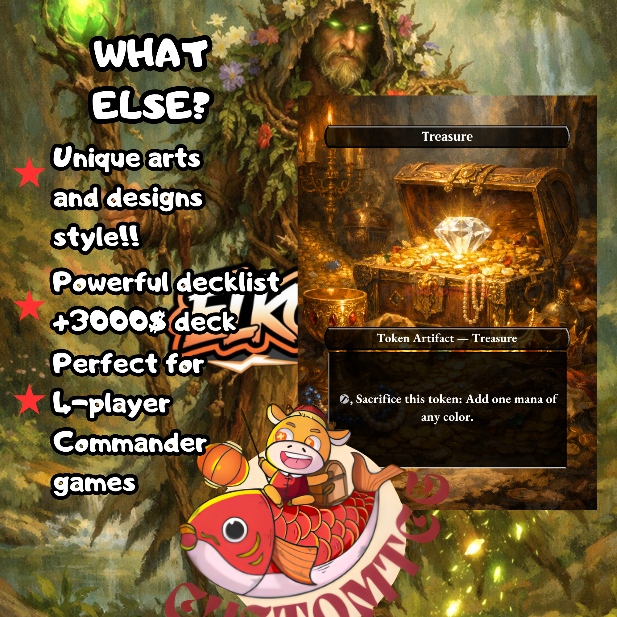 Bristly Bill Spine Sower Commander Deck | 100 Custom Cards + Tokens | Fantasy Forest Art | +1/+1 Counter Landfall Green Deck