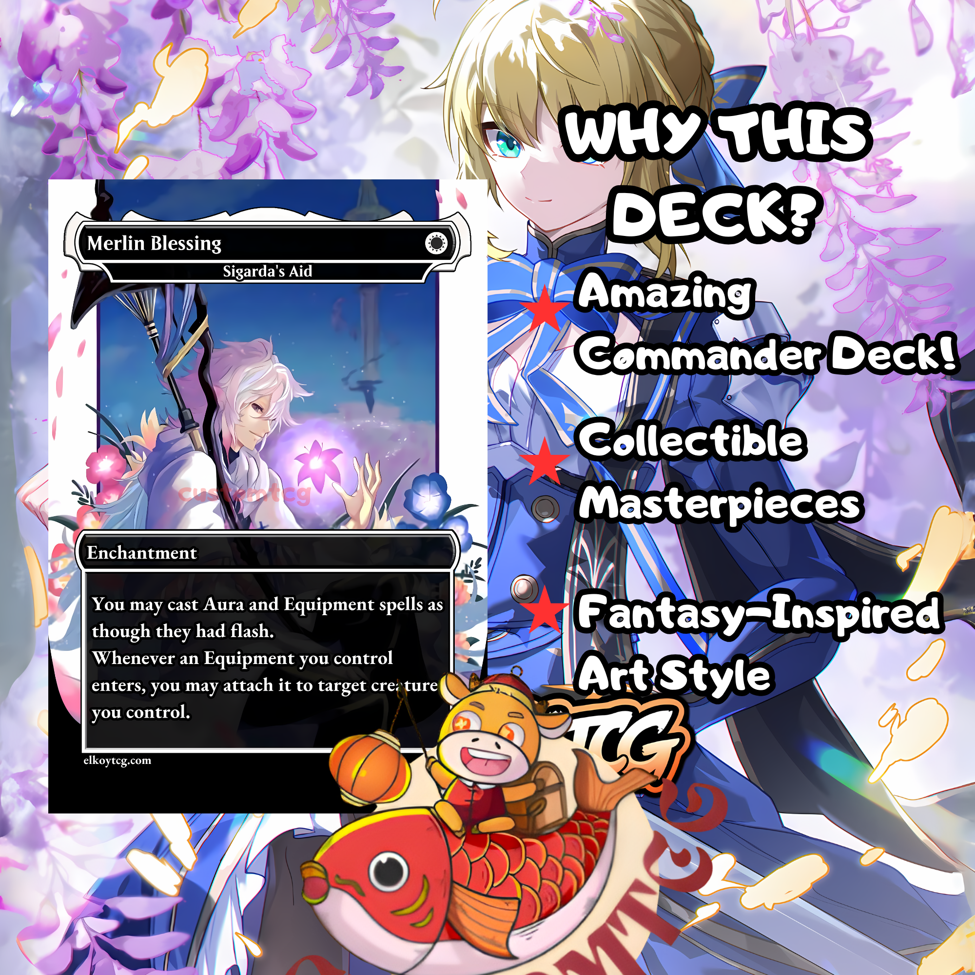 Fate Custom Commander Deck — Artoria Pendragon | Round Table Knights | Anime Proxy Deck