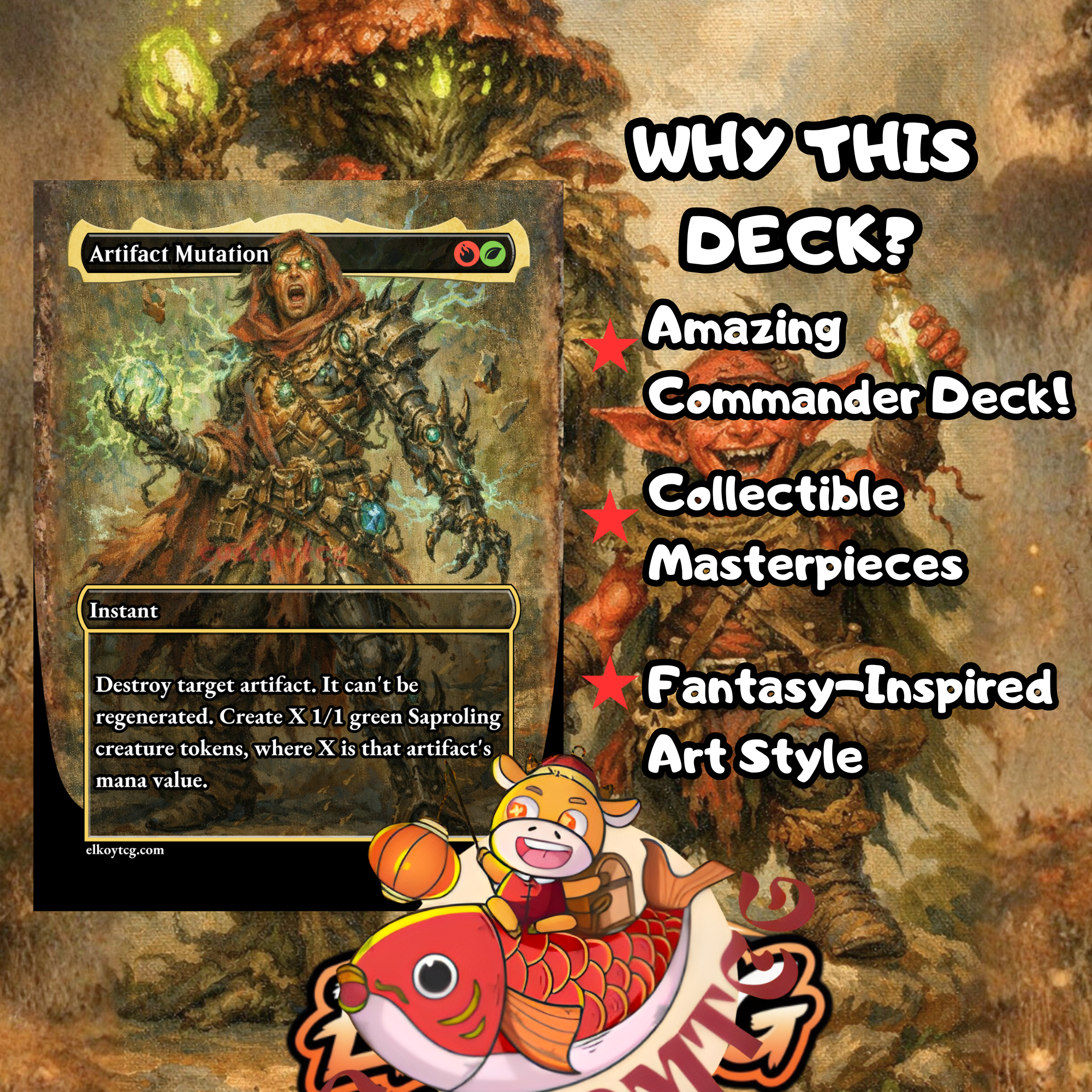 Slimefoot and Squee Custom Commander Deck — Saproling Sacrifice and Reanimation | Jund | Fantasy Art Proxy Deck