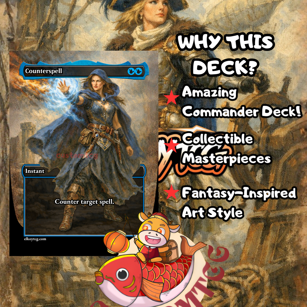 Arna Kennerud, Skycaptain Custom Commander Deck — Equipment and Auras Voltron | Esper | Fantasy Art Proxy Deck