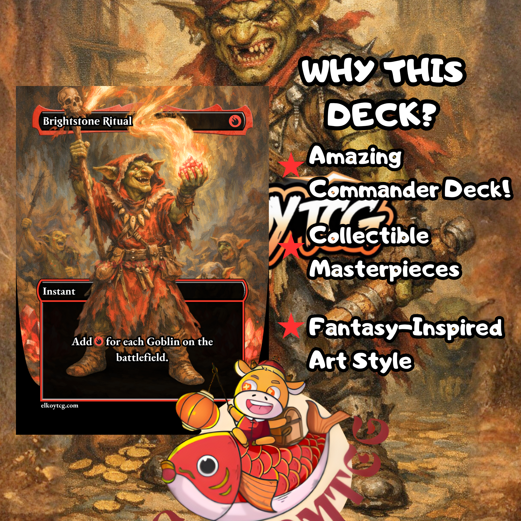 Krenko, Mob Boss V2 Custom Commander Deck — Goblin Tribal | Mono Red | Fantasy Art Proxy Deck
