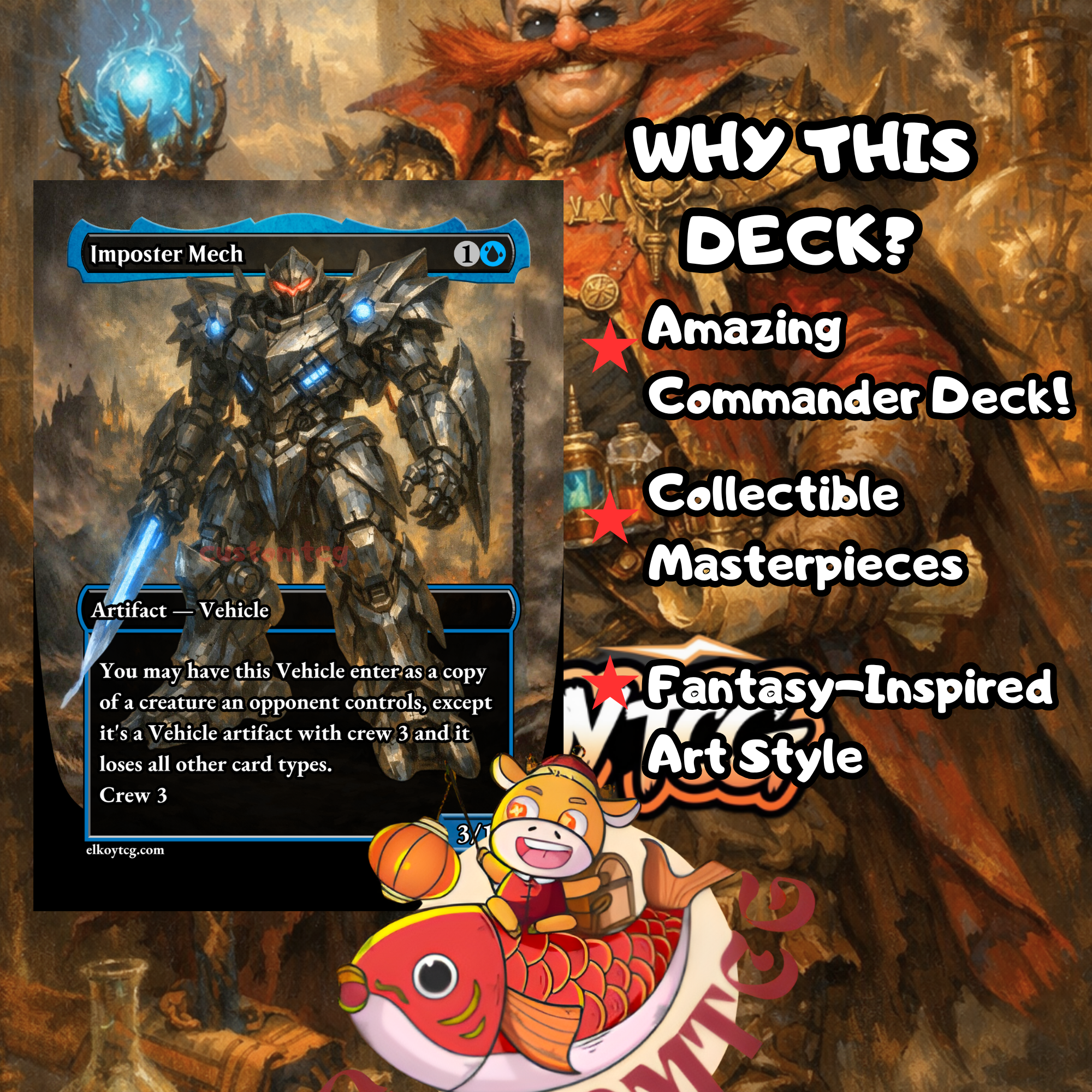 Dr. Eggman Custom Commander Deck – 100 Cards + Tokens | Artifact Villains | Fantasy Art | Unique Card Designs