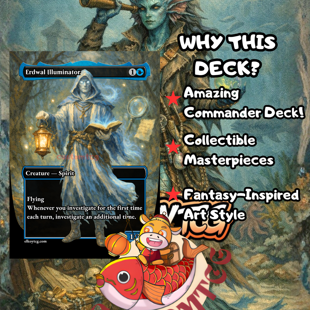 Morska, Undersea Sleuth Custom Commander Deck — Investigate | Clue Tokens | Fantasy Art Proxy Deck