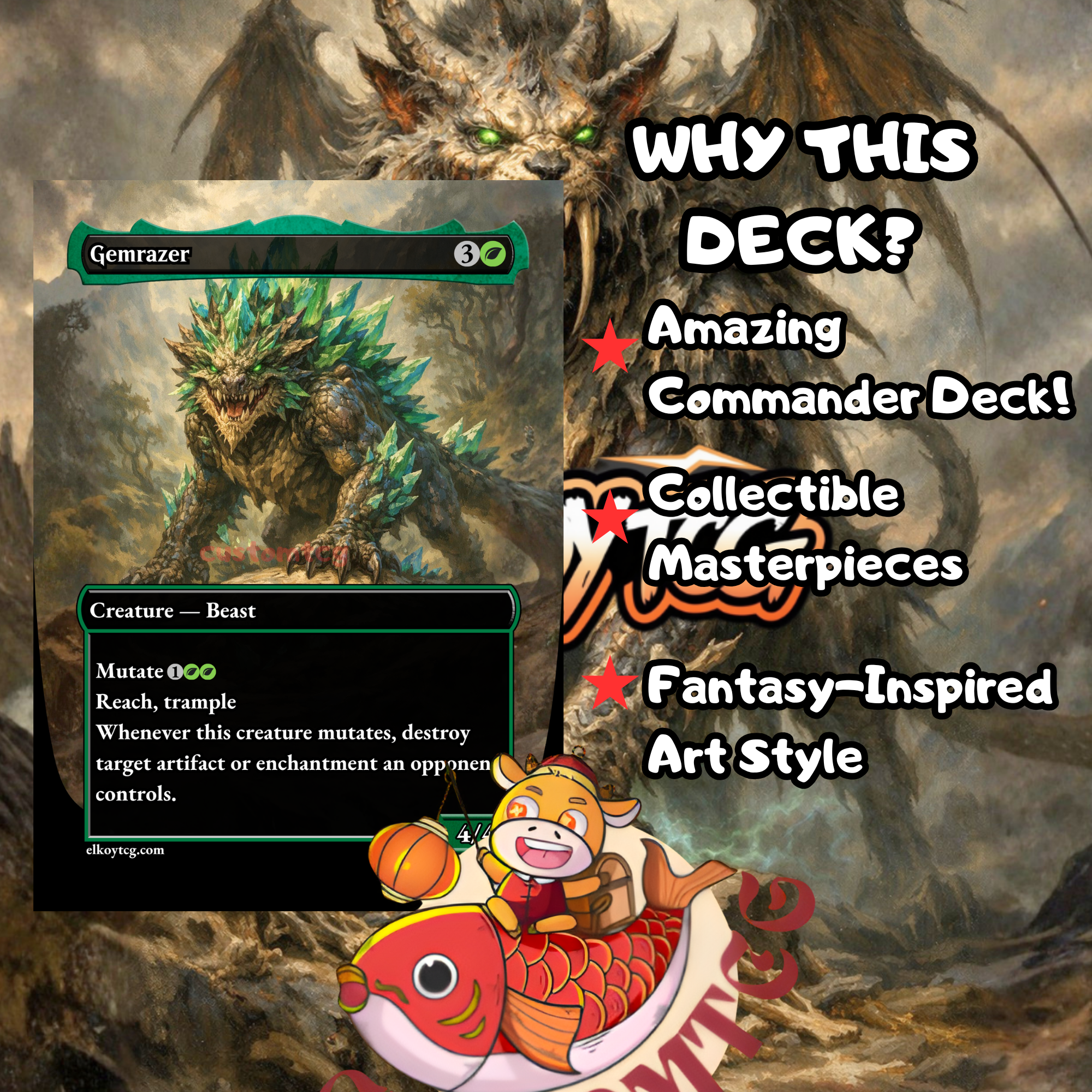 Nethroi Apex of Death Commander Deck | 100 Custom Cards + Tokens | Fantasy Art | Mutate Graveyard Abzan White Black Green Deck