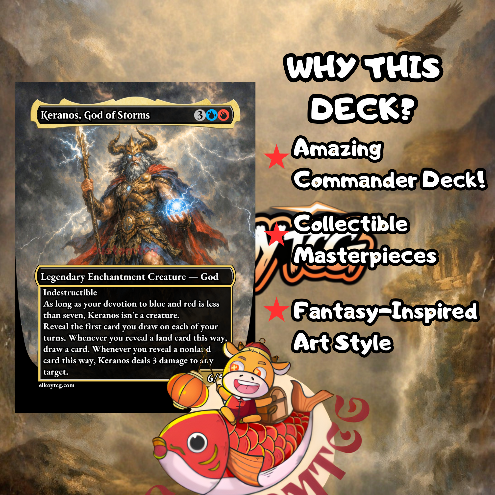 Atreus and Kratos Commander Deck | 100 Custom Cards + Tokens | God of War Art | Jeskai Experience Counters
