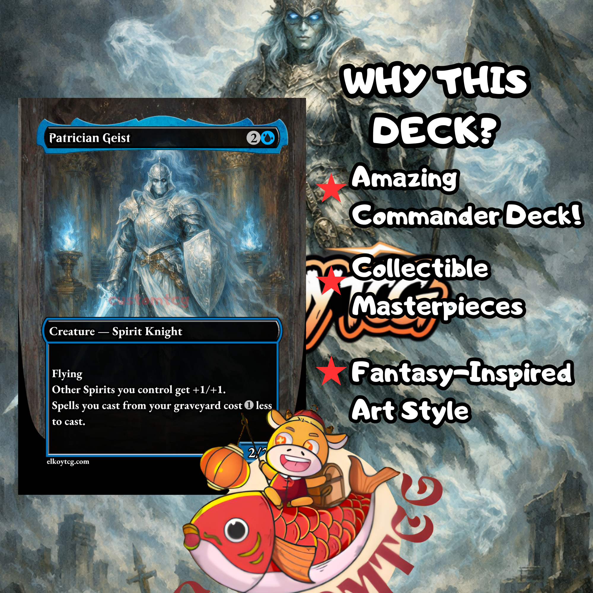 Millicent Restless Revenant Commander Deck | 100 Custom Cards + Tokens | Fantasy Art | Spirit Tribal Azorius White Blue Deck