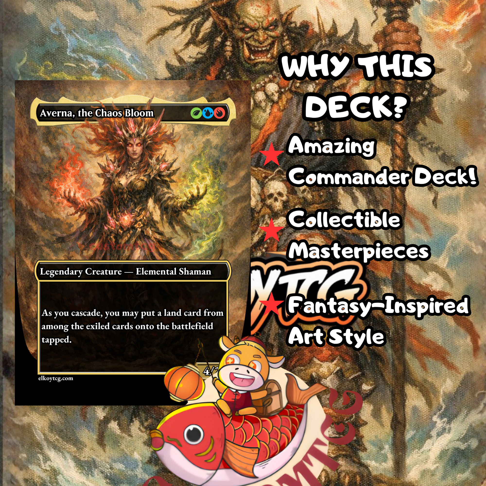 Yidris, Maelstrom Wielder Custom Commander Deck — Cascade Chaos | 4-Color | Fantasy Art Proxy Deck