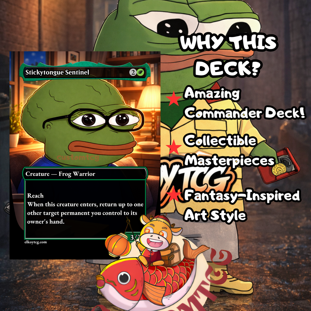 Pepe Custom Commander Deck — Frog Tribal and Meme Culture | Classic Edition | Fantasy Art Proxy Deck