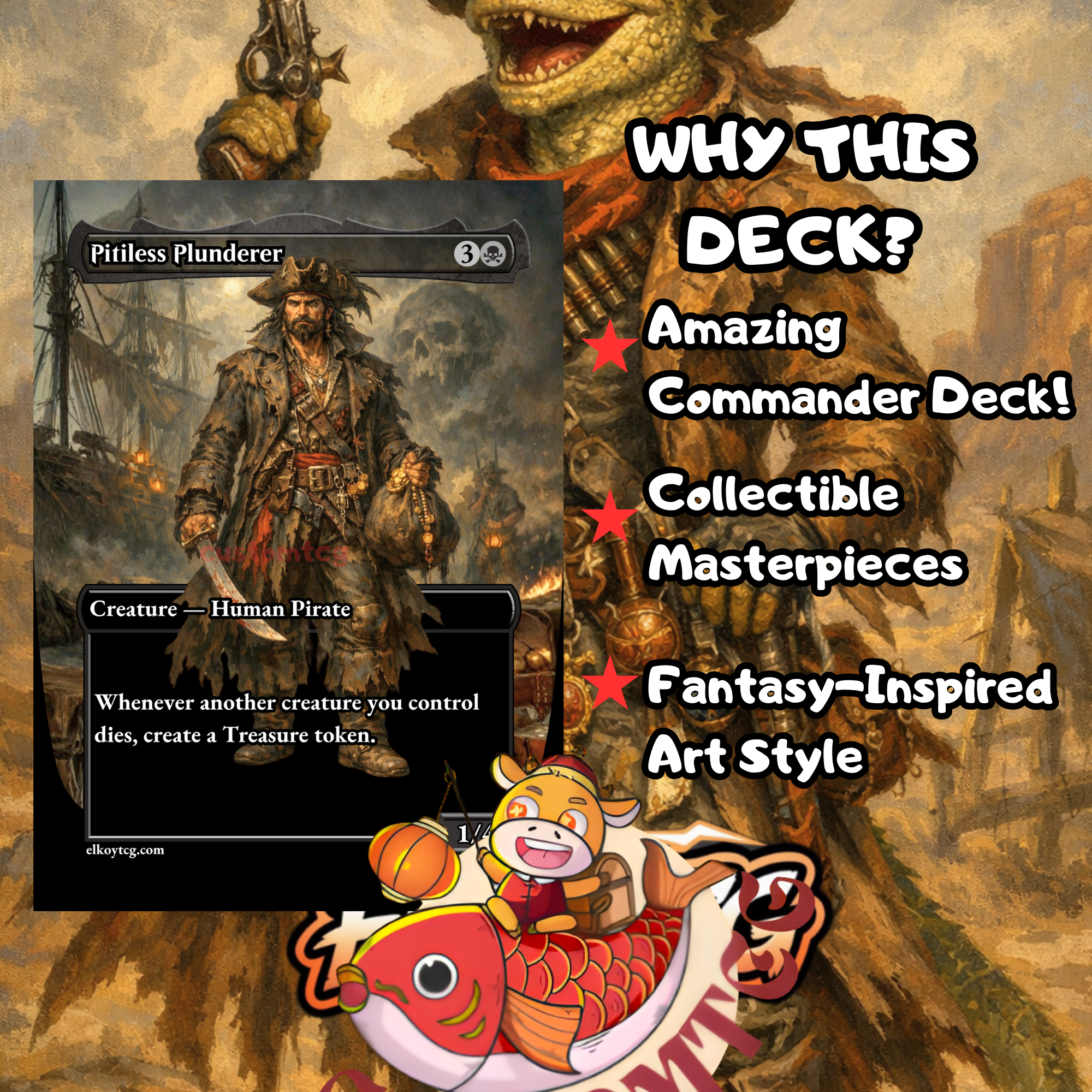 Laughing Jasper Flint Commander Deck | 100 Custom Cards + Tokens | Dark Fantasy Art | Outlaw Exile Rakdos Black Red Deck