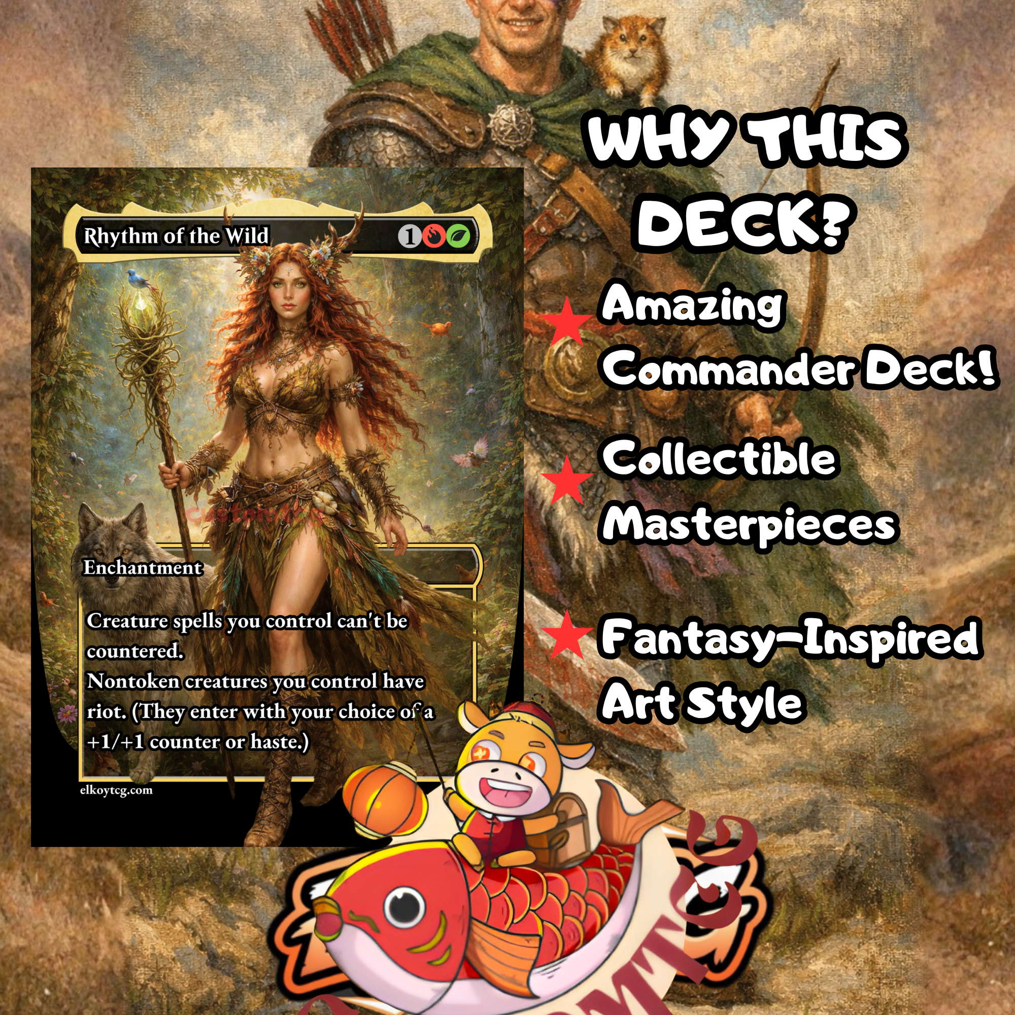 Minsc and Boo, Timeless Heroes Custom Commander Deck — Big Creatures and Ramp | Gruul | Fantasy Art Proxy Deck