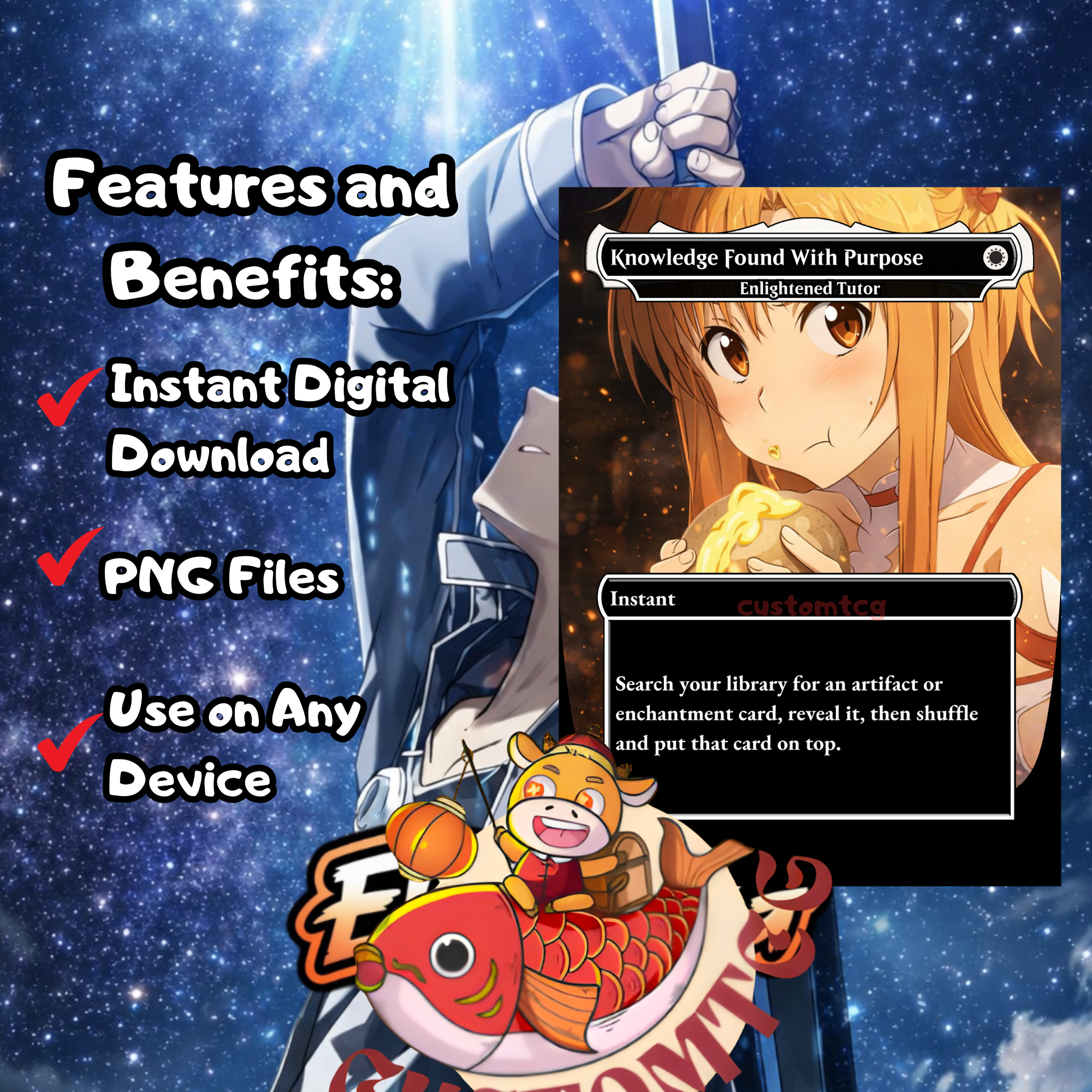 Sword Art Online Custom Commander Deck — Kirito & Asuna | Knights of the Blood | Anime Proxy Deck