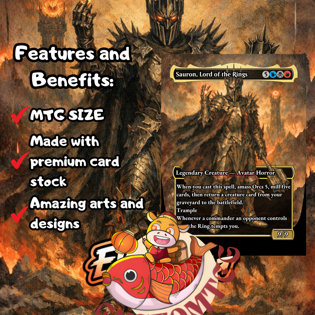 Sauron, the Dark Lord Custom Commander Deck — Amass Orcs and Ring Temptation | Grixis | Fantasy Art Proxy Deck