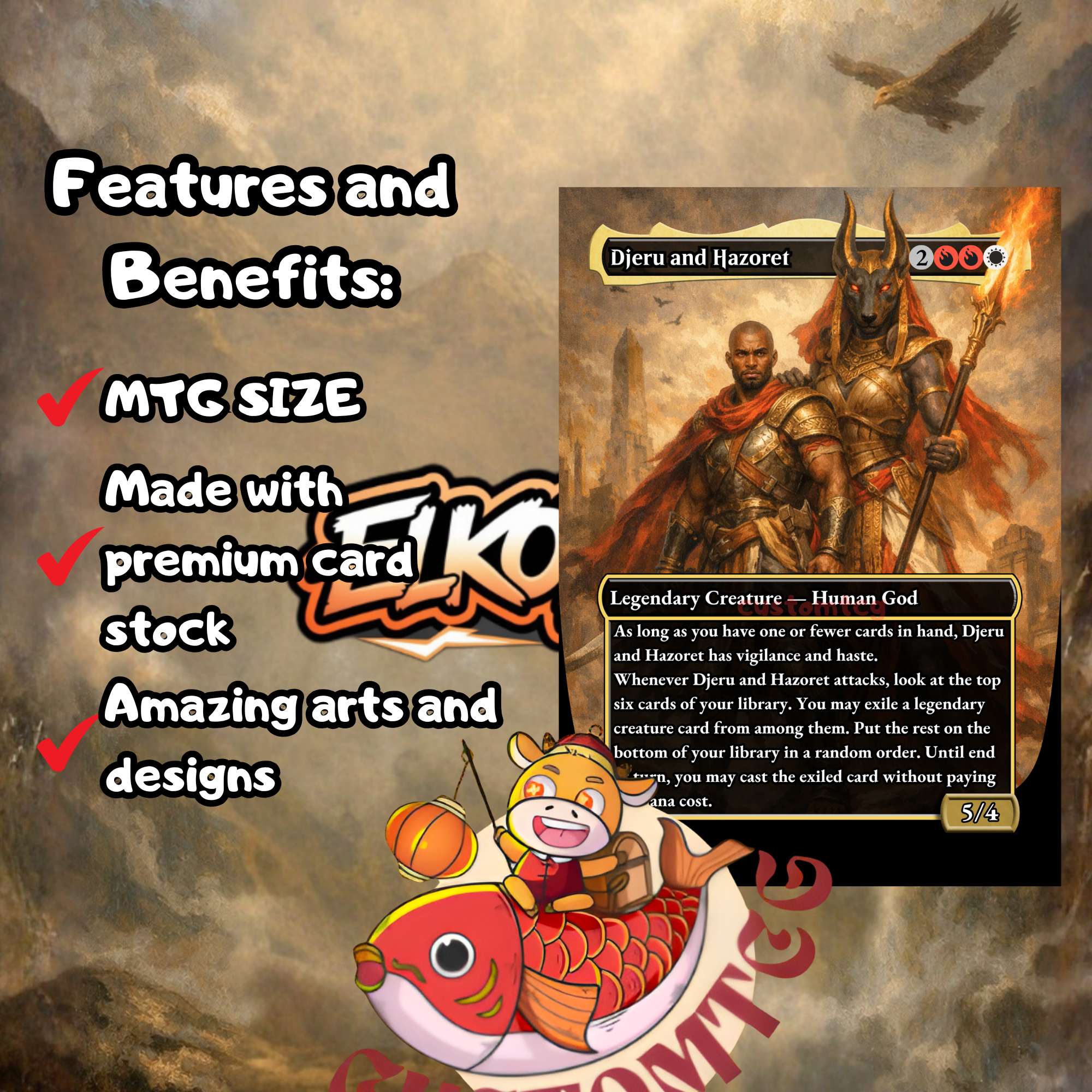 Atreus and Kratos Commander Deck | 100 Custom Cards + Tokens | God of War Art | Jeskai Experience Counters