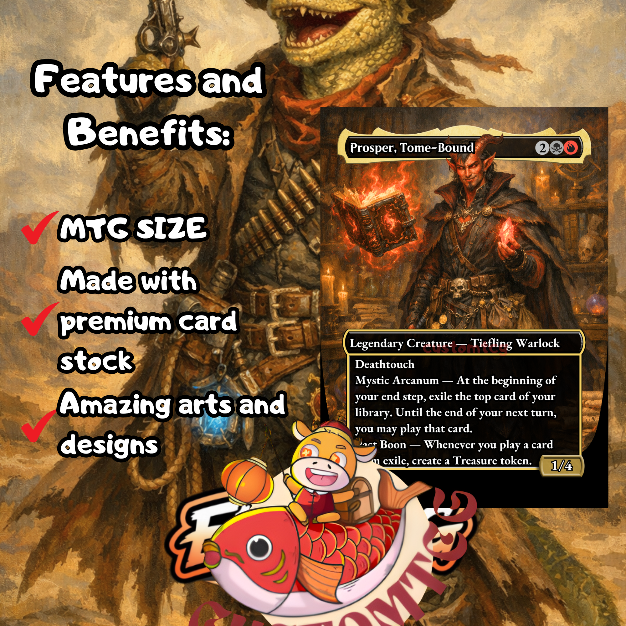 Laughing Jasper Flint Commander Deck | 100 Custom Cards + Tokens | Dark Fantasy Art | Outlaw Exile Rakdos Black Red Deck