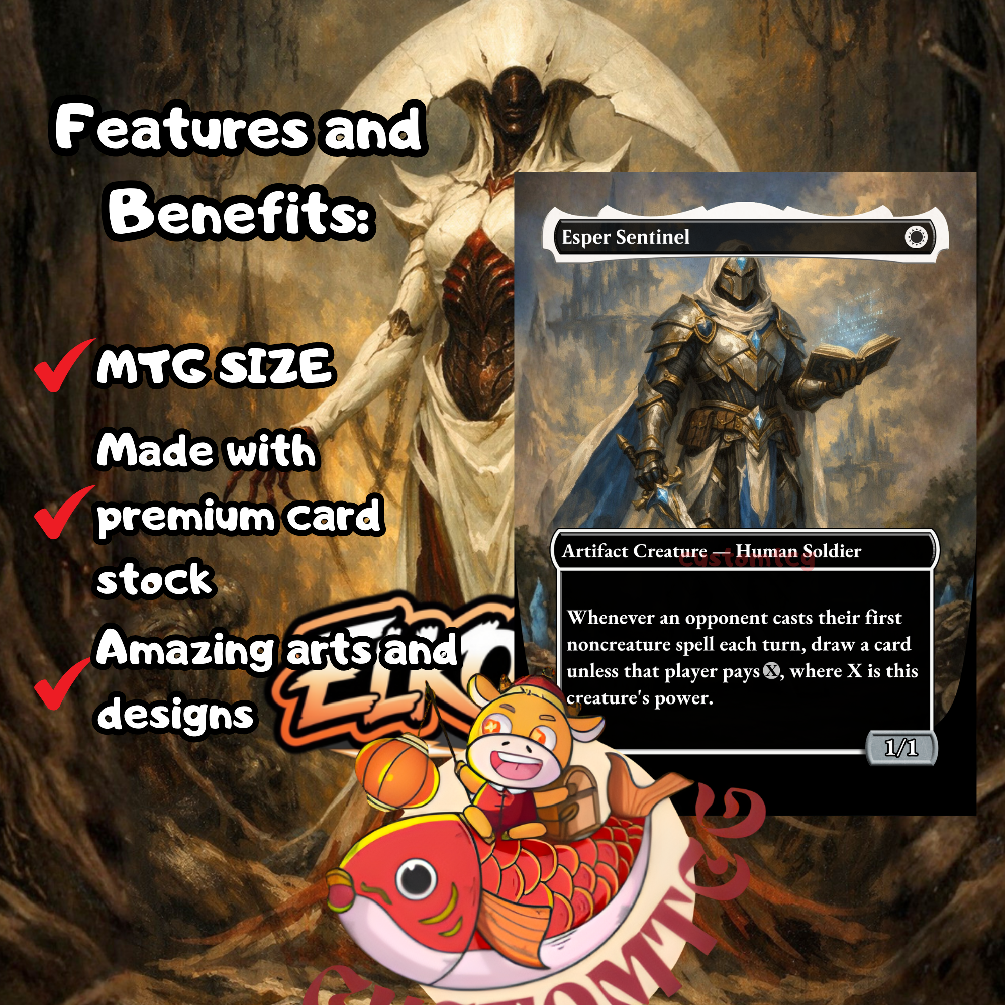 Elesh Norn Mother of Machines Commander Deck | 100 Custom Cards + Tokens | Fantasy Art | ETB Flicker Mono White Deck