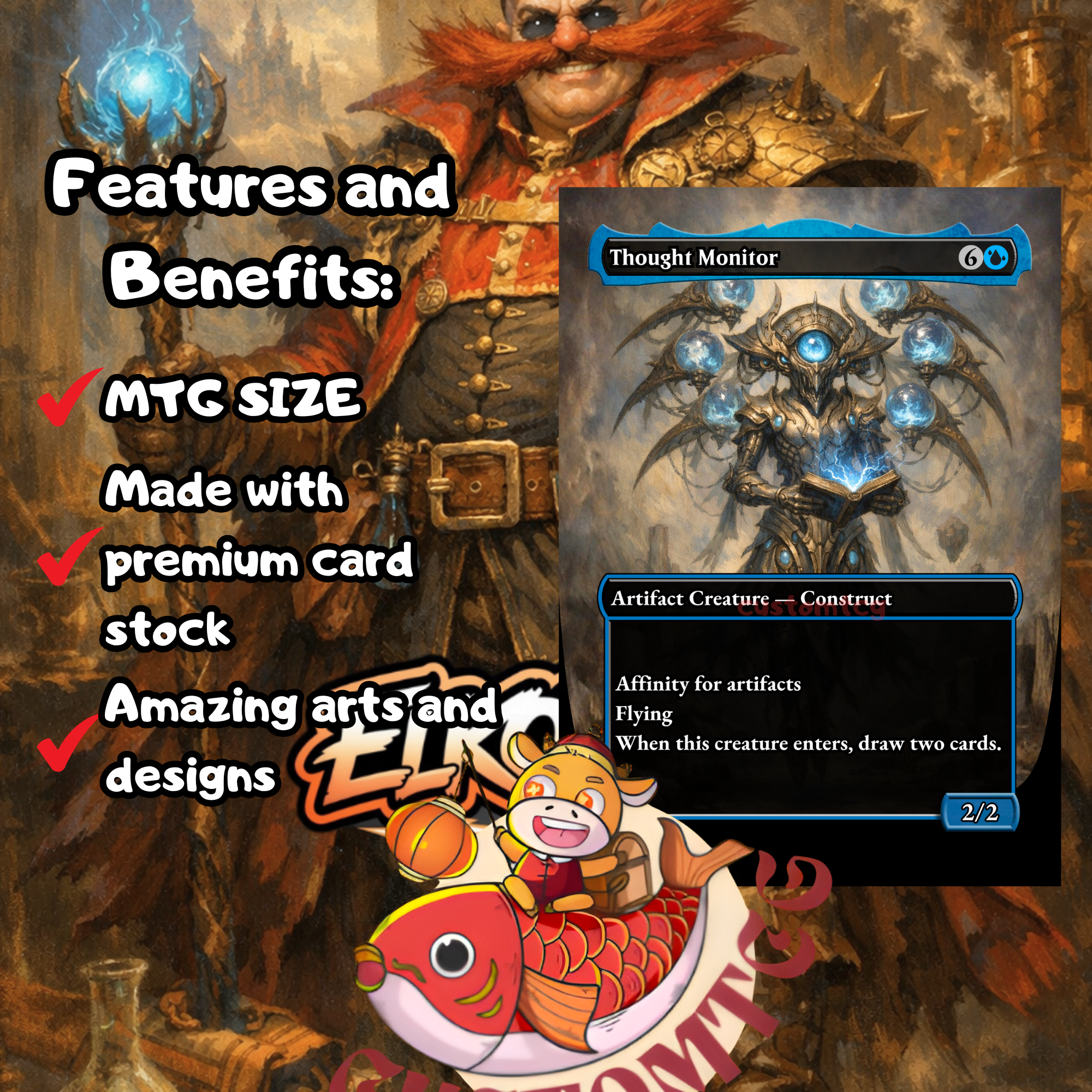 Dr. Eggman Custom Commander Deck – 100 Cards + Tokens | Artifact Villains | Fantasy Art | Unique Card Designs