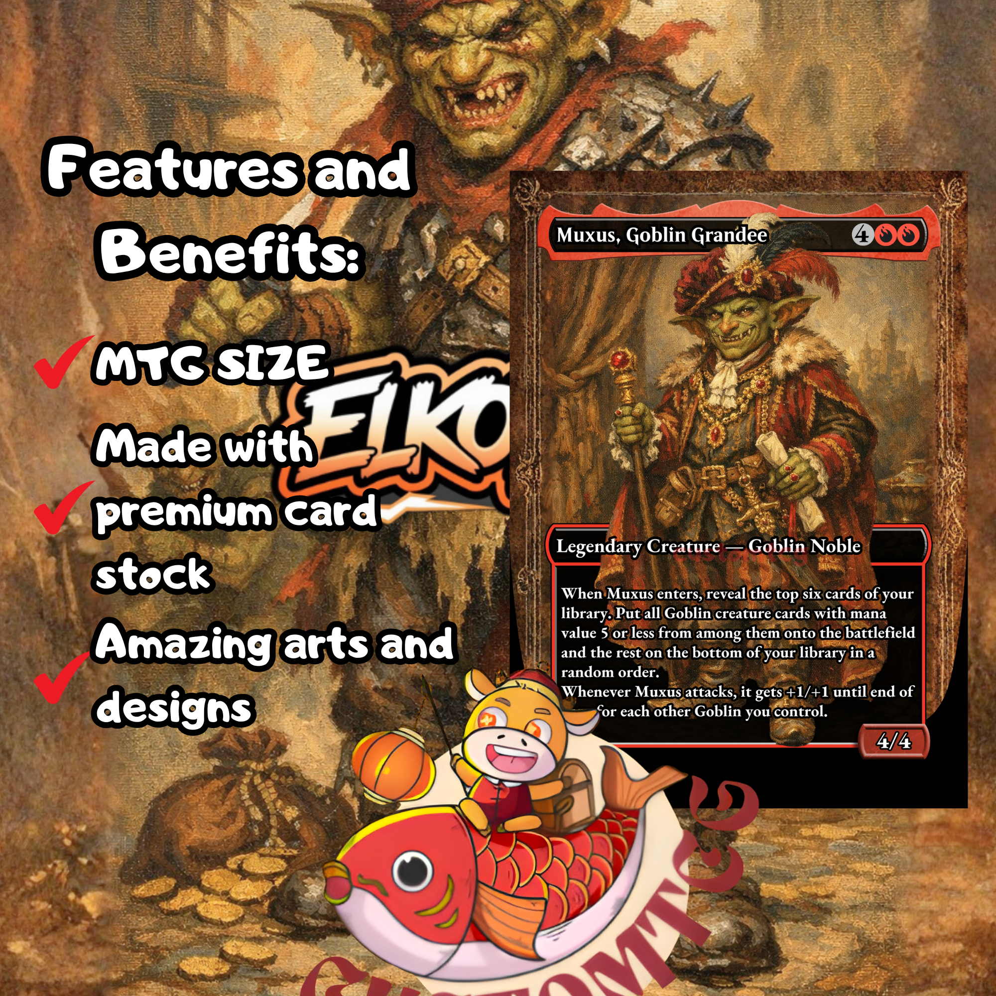 Krenko, Mob Boss V2 Custom Commander Deck — Goblin Tribal | Mono Red | Fantasy Art Proxy Deck