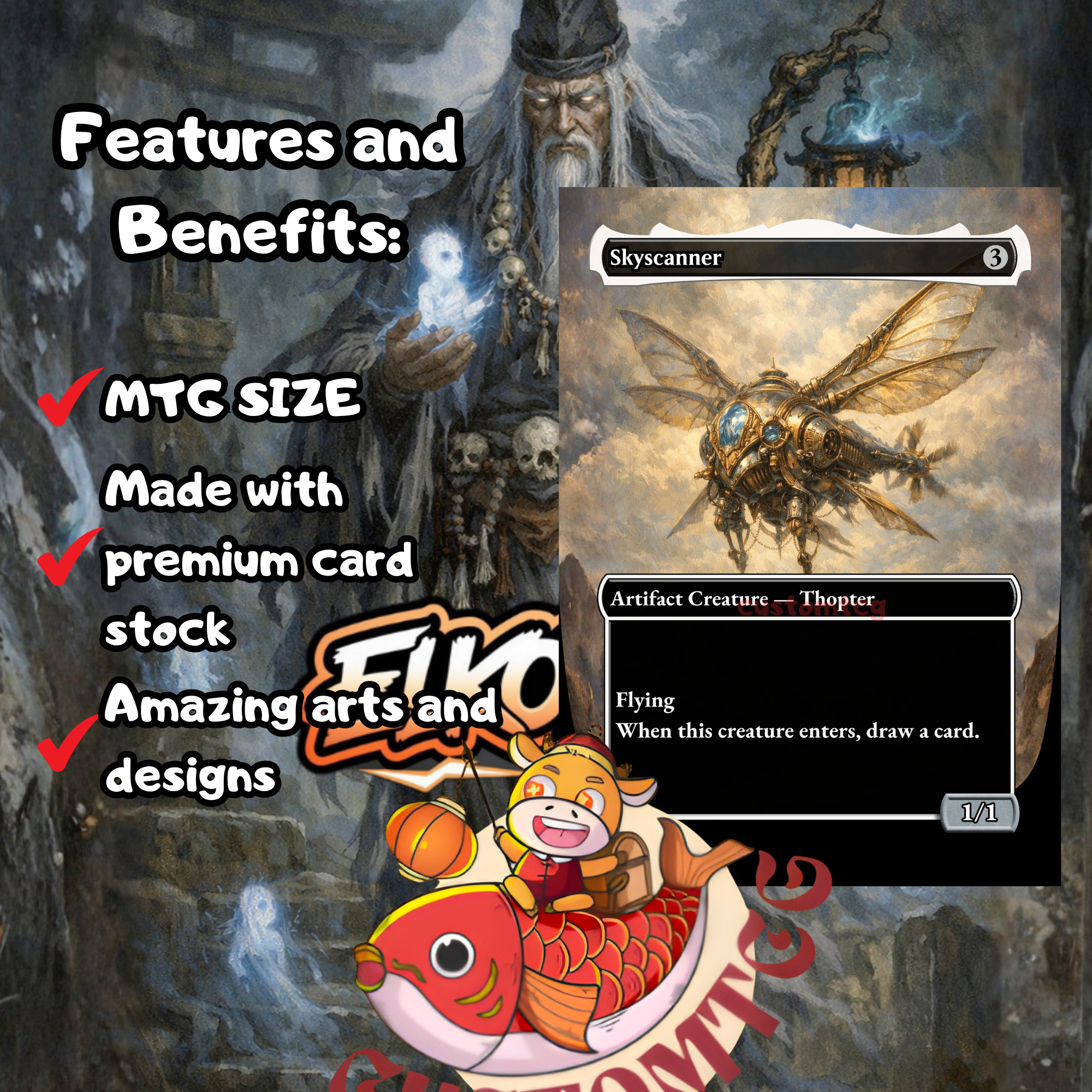 Shirei Shizo's Caretaker Custom Commander Deck – 100 Cards + Tokens | Mono Black Sacrifice | Dark Fantasy Art | Unique Card Designs