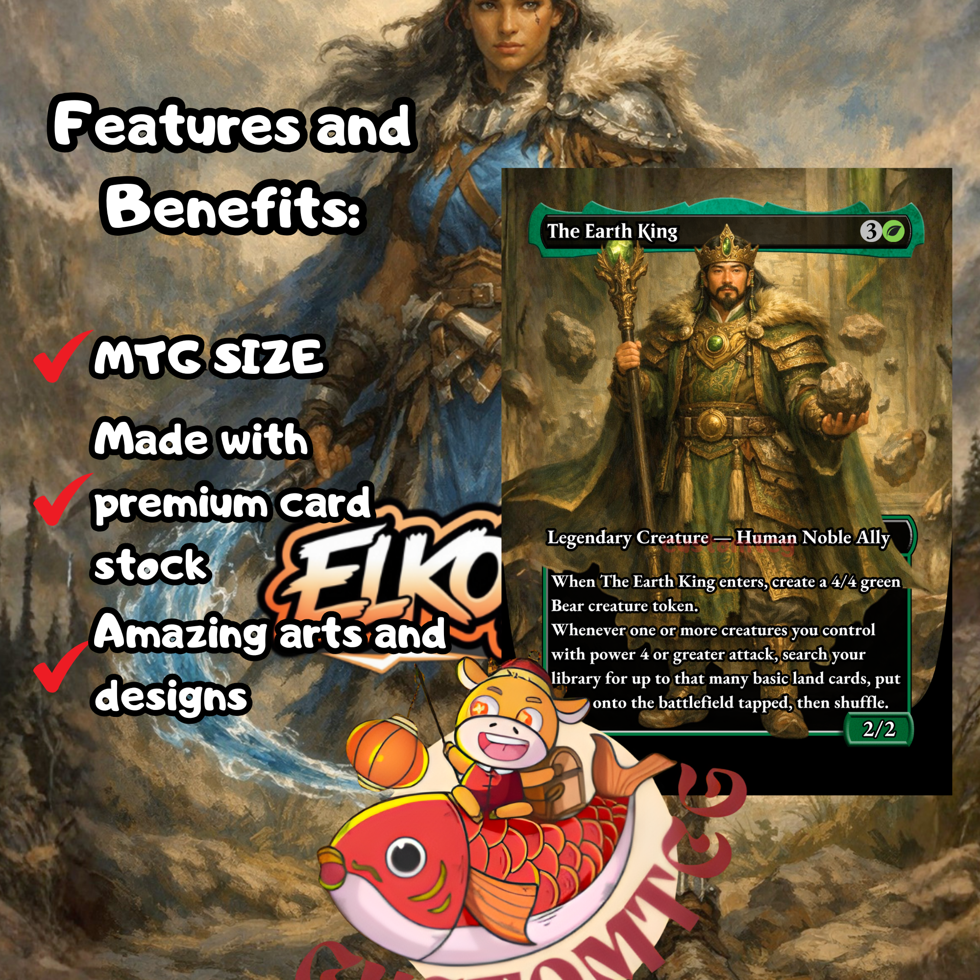 Katara the Fearless Custom Commander Deck – 100 Cards + Tokens | Avatar Allies Tribal | Fantasy Art | Unique Card Designs