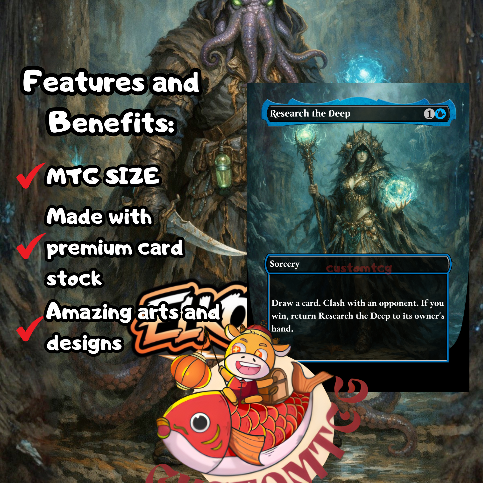 Marvo, Deep Operative Commander Deck – 100 Custom Cards + Tokens | Clash & Copy | Extra Turns | Eldritch Fantasy Art | Free Shipping