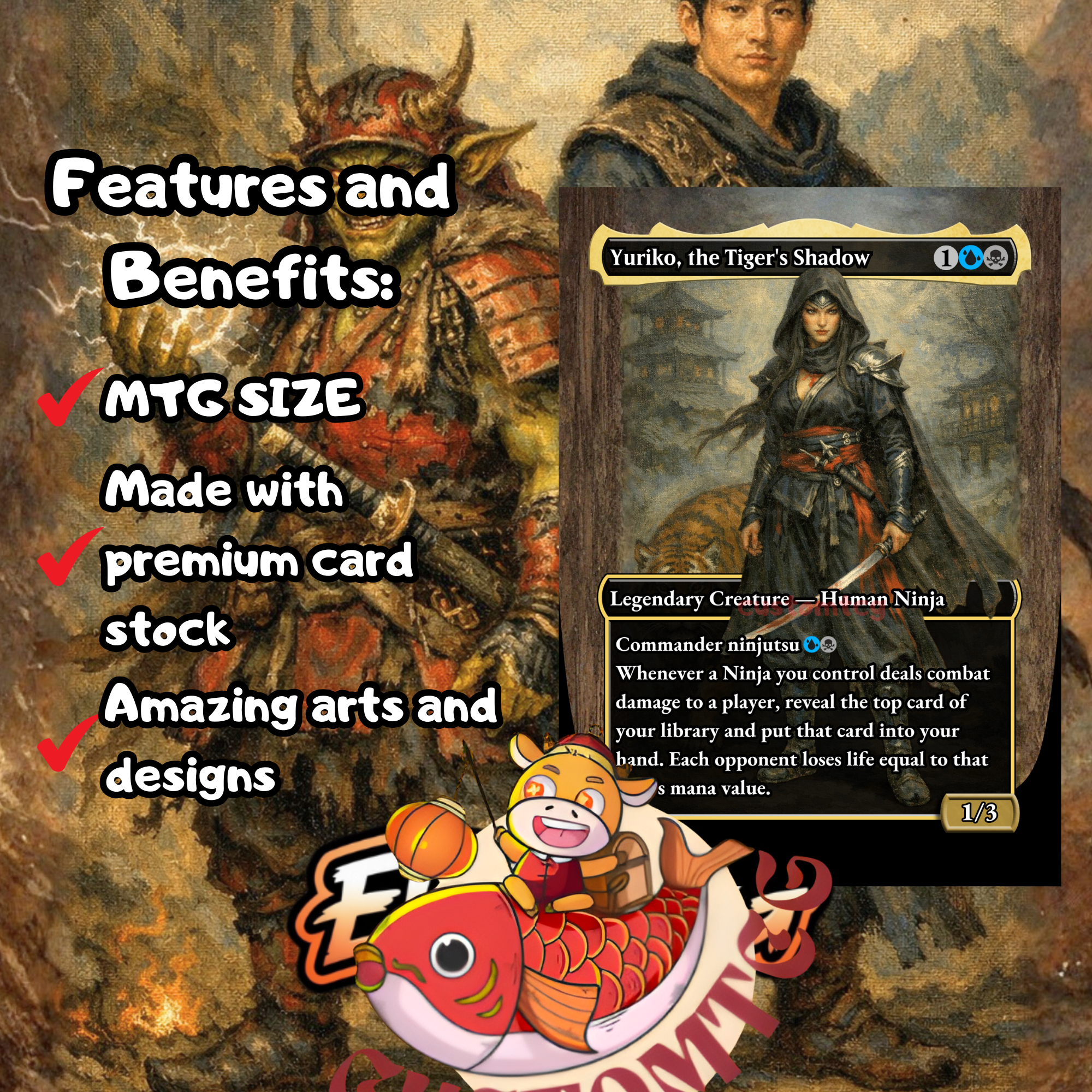 Goro-Goro and Satoru Custom Commander Deck — Ninjas and Dragons | Izzet | Fantasy Art Proxy Deck