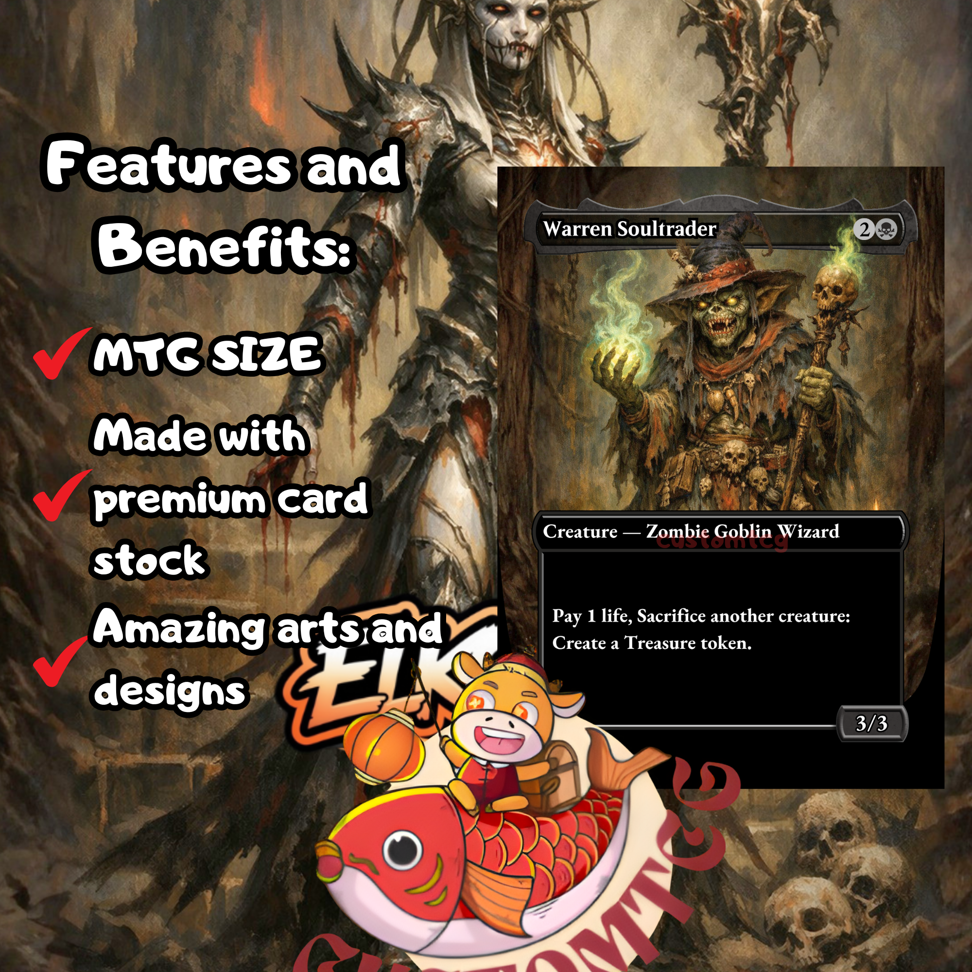 Elas il-Kor Sadistic Pilgrim Custom Commander Deck – 100 Cards + Tokens – Dark Fantasy Trading Card Game