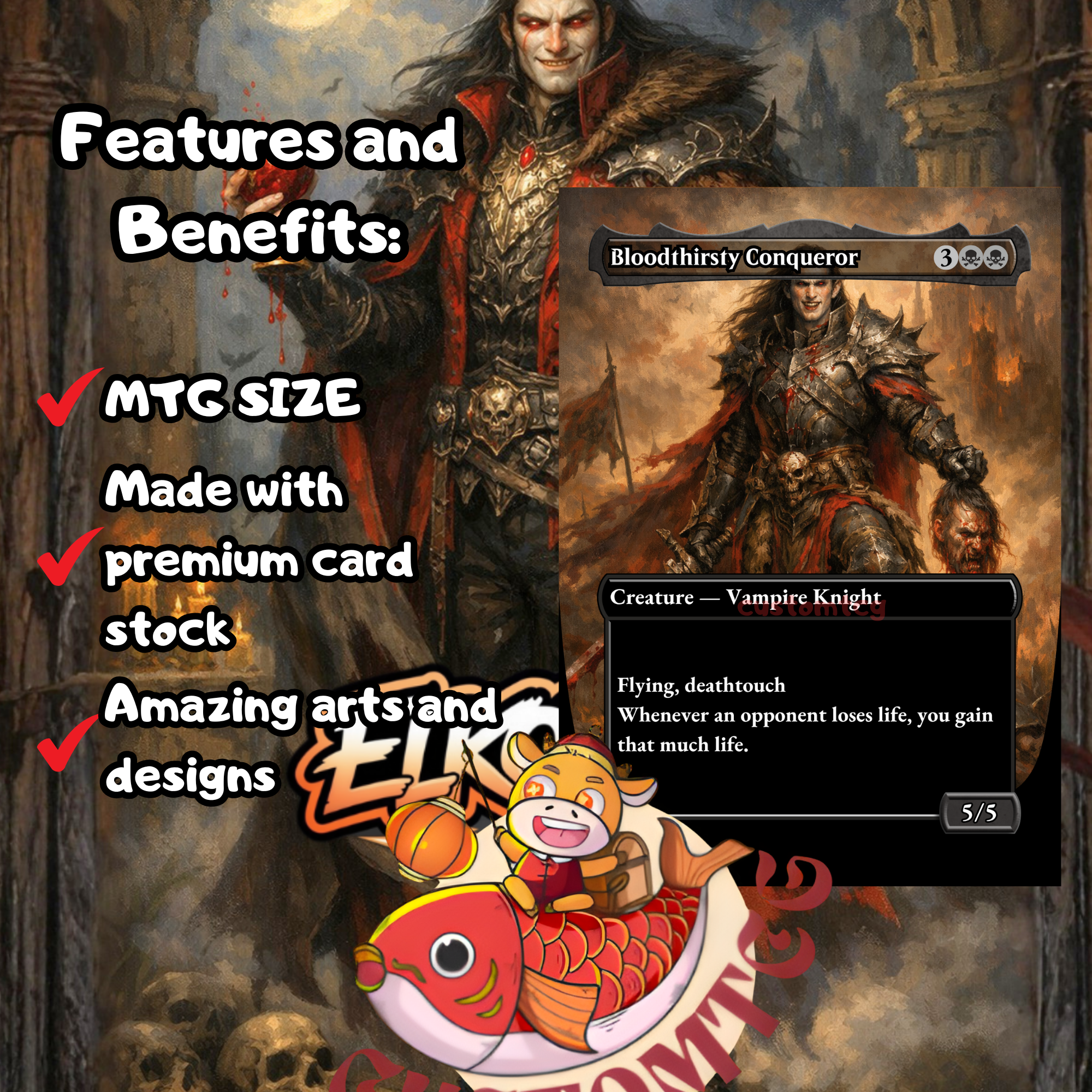 Strefan Maurer Progenitor Commander Deck | 100 Custom Cards + Tokens | Dark Fantasy Art | Vampire Tribal Rakdos Black Red Deck