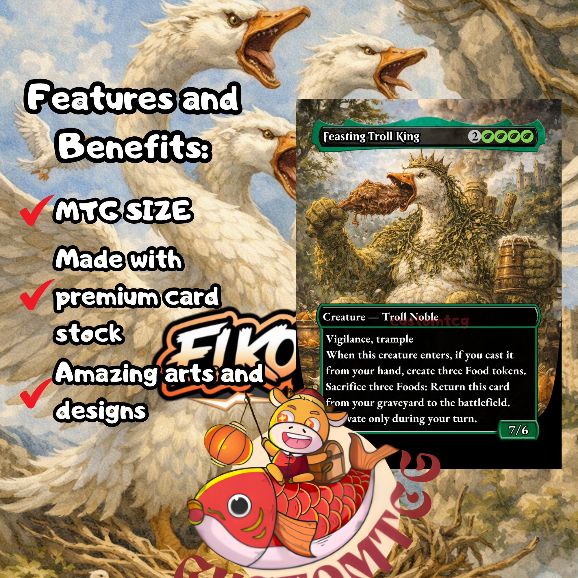 The Goose Mother Custom Commander Deck — Goose Tribal and X Spells | Simic | Fantasy Art Proxy Deck