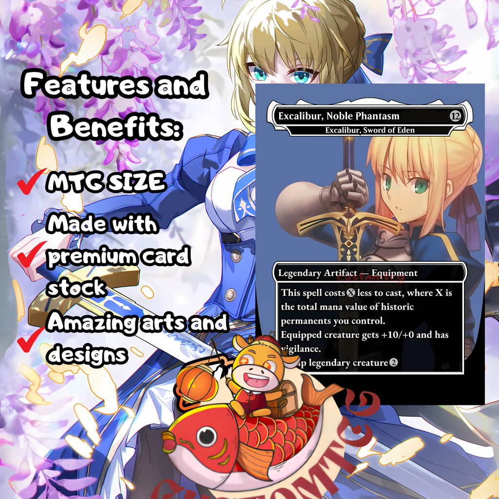 Fate Custom Commander Deck — Artoria Pendragon | Round Table Knights | Anime Proxy Deck