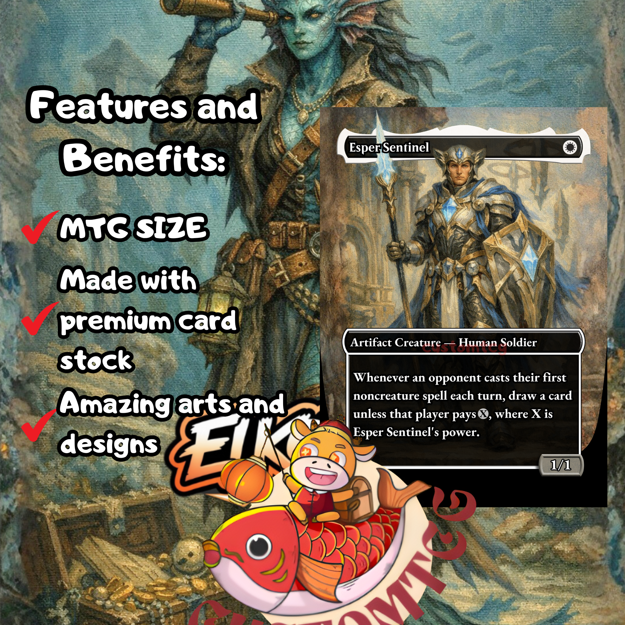 Morska, Undersea Sleuth Custom Commander Deck — Investigate | Clue Tokens | Fantasy Art Proxy Deck