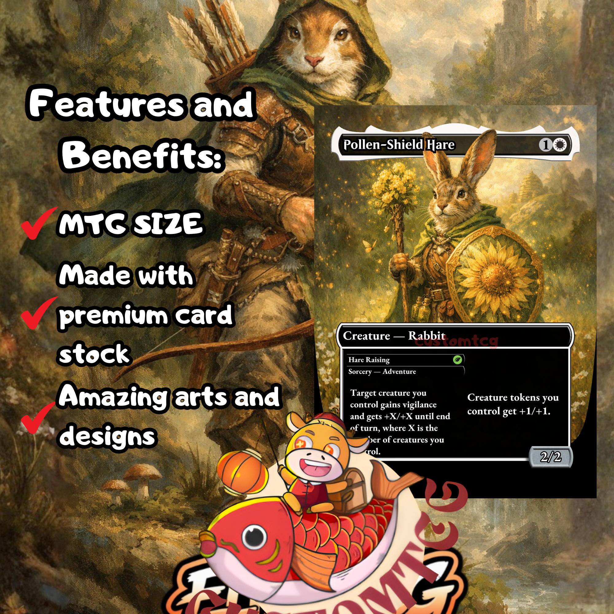 Finneas Ace Archer Commander Deck | 100 Custom Cards + Tokens | Enchanted Forest Art | Selesnya Rabbit Tribal
