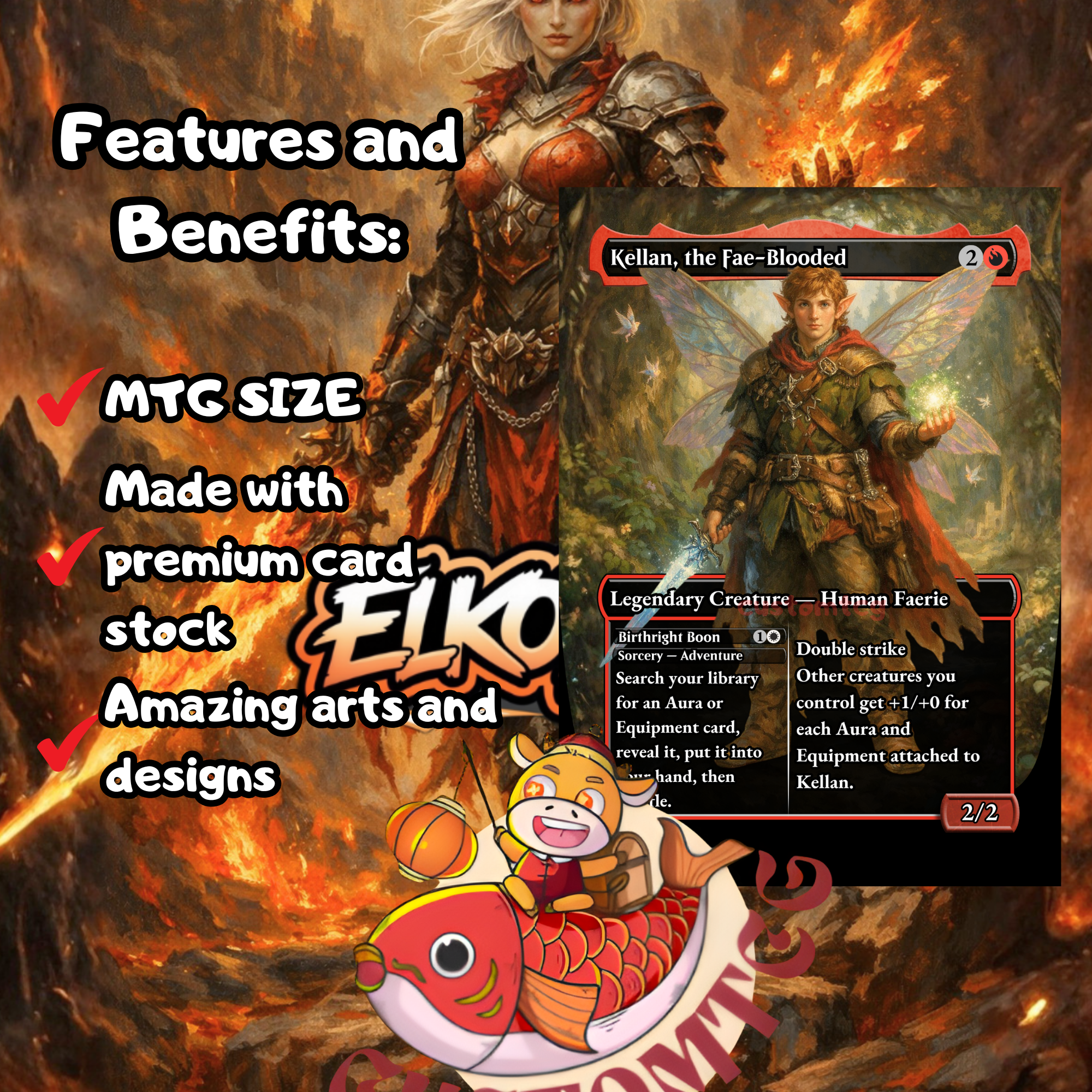 Nahiri Forged in Fury Custom Commander Deck – 100 Cards + Tokens | Equipment Voltron | Fantasy Art | Unique Card Designs