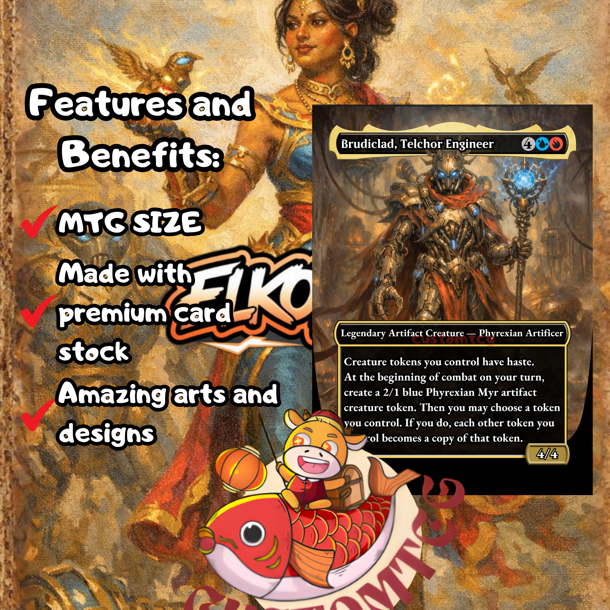 Saheeli, Radiant Creator Custom Commander Deck — Artifact Tokens and Energy | Izzet | Fantasy Art Proxy Deck