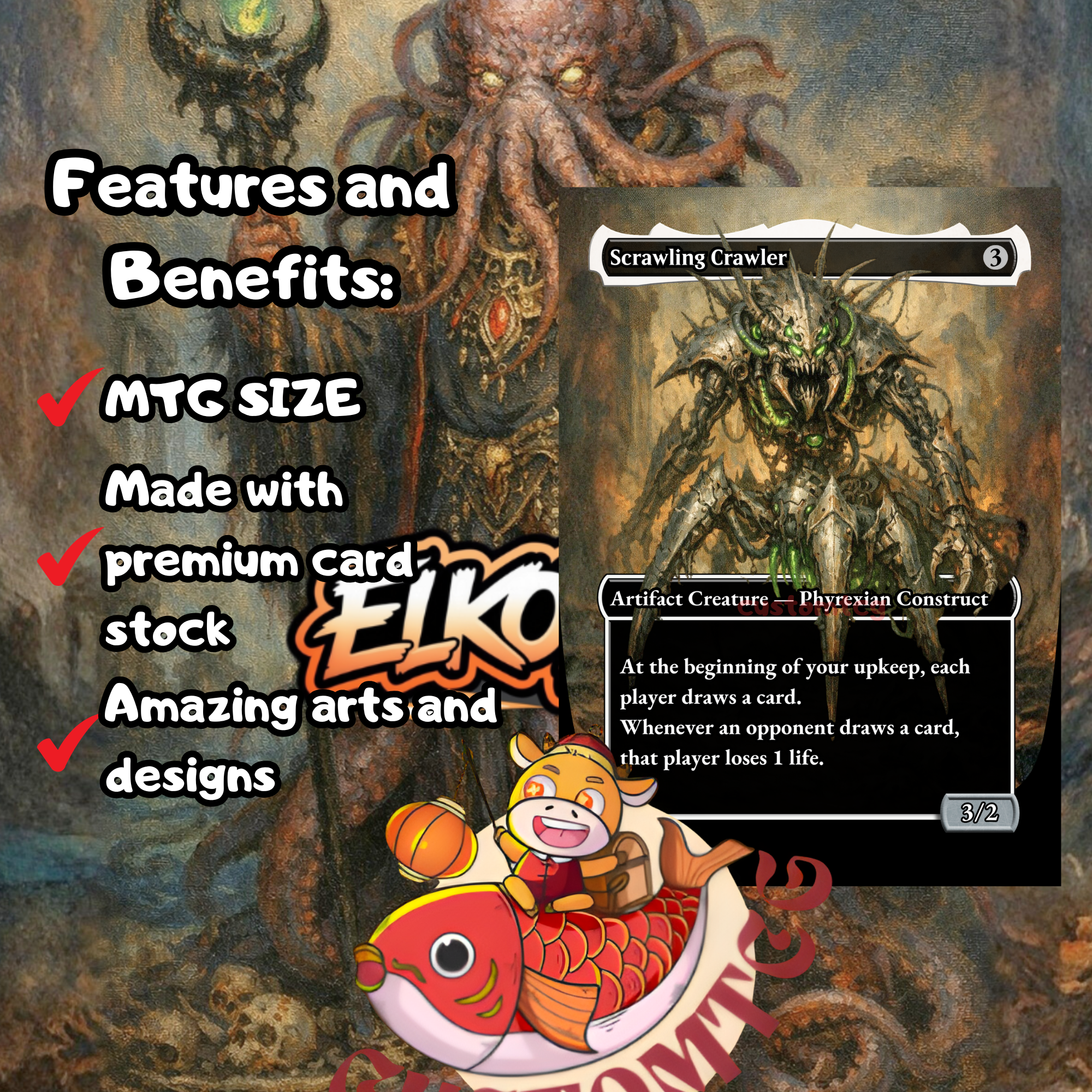 Queza, Augur of Agonies Custom Commander Deck — Life Drain and Draw | Esper | Fantasy Art Proxy Deck